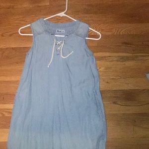 Blue Dress with Crisscross Detail